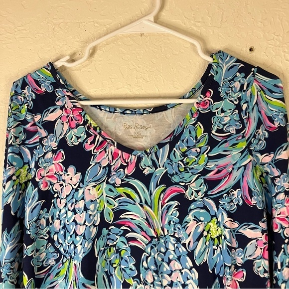 Lilly Pulitzer Kaisley Dual Neck Dress in High Tide Navy Pineapple Paradise - Picture 3 of 10
